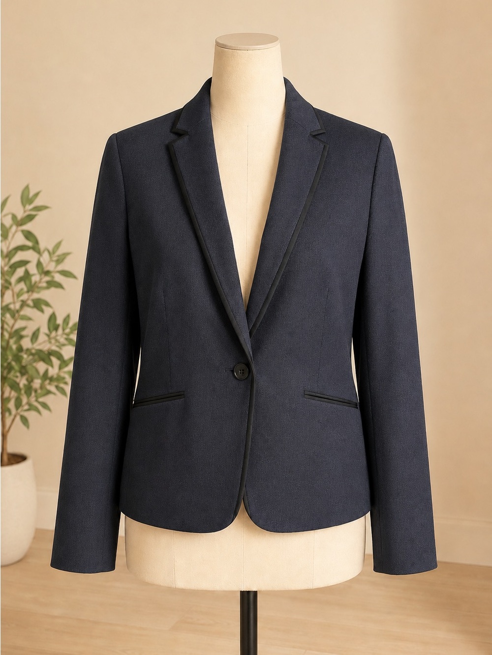 T Tahari Navy Single-Button Women's Blazer